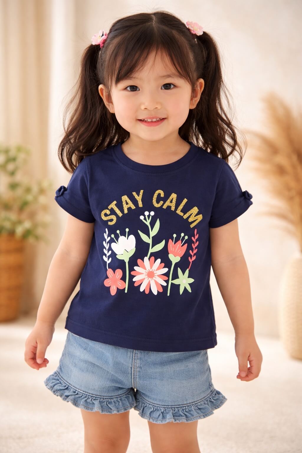 Navy calm T shirt for girls