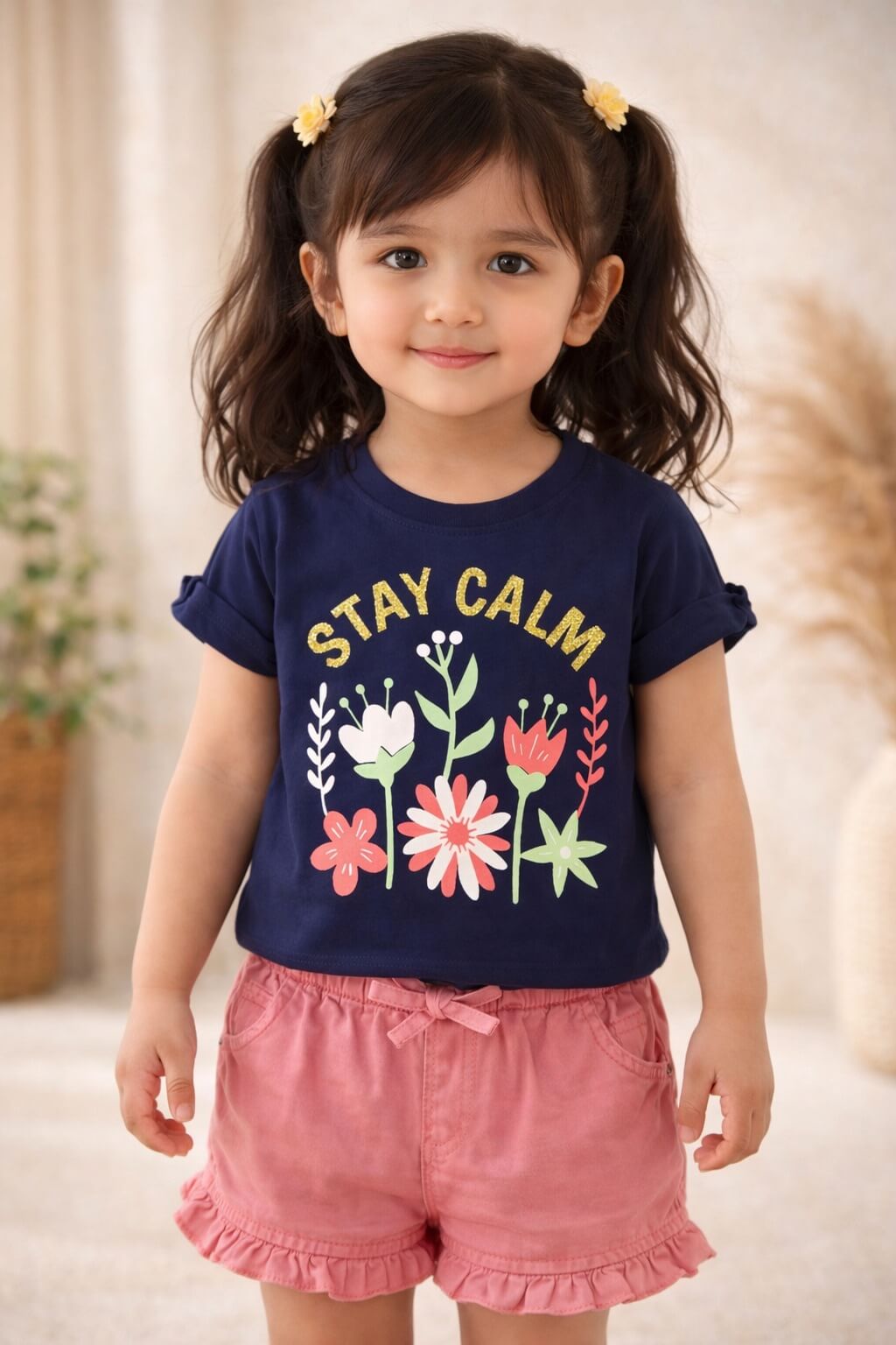 Navy calm T shirt for girls