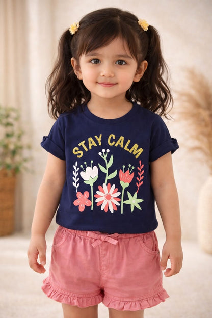 Navy calm T shirt for girls