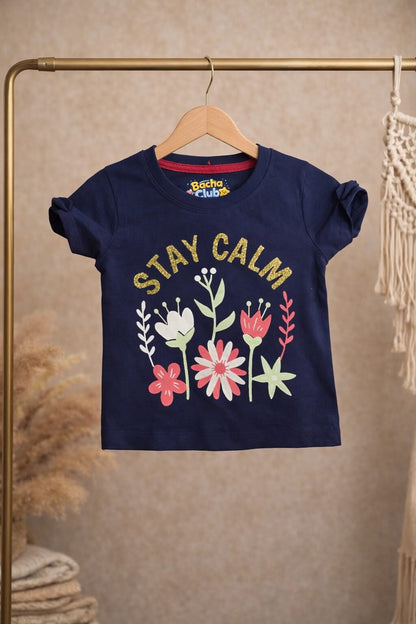 Navy calm T shirt for girls