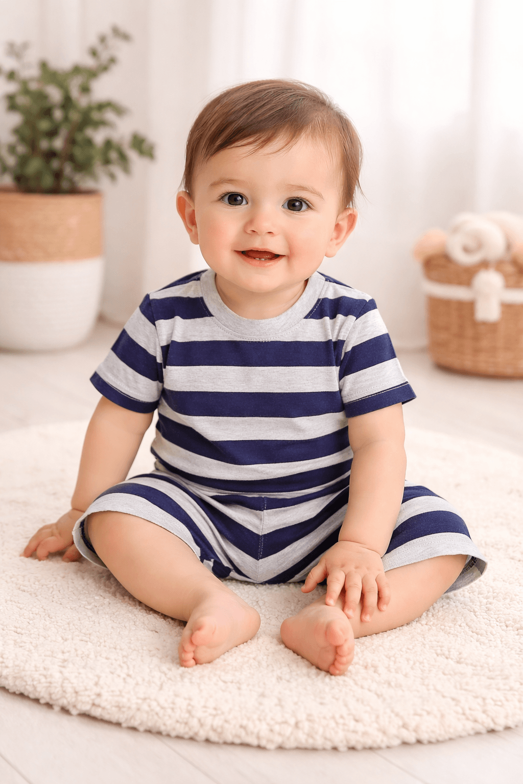Classic Striped Summer Two-Piece Set